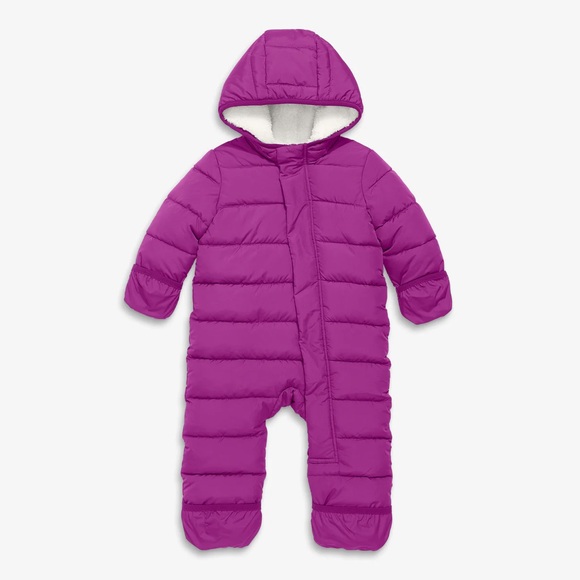 Purple/Pink Hooded Baby Snowsuit Parka Puffer Suit 6-12 Months